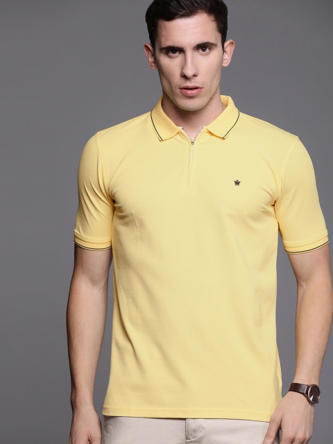 

Louis Philippe Men Yellow Solid Polo Collar T-shirt