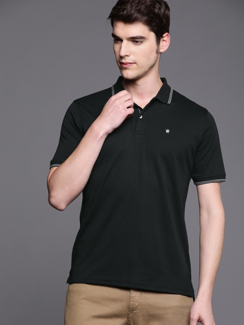 

Louis Philippe Men Black Solid Polo Collar T-shirt