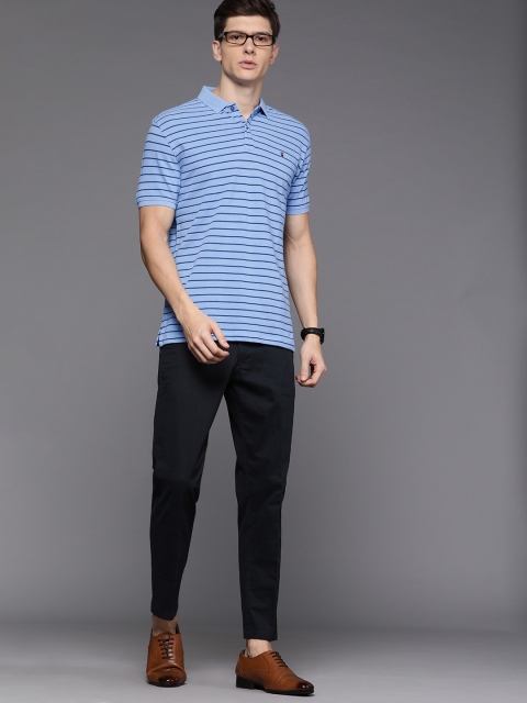 

Louis Philippe Sport Men Blue Slim Fit Striped Polo Collar T-shirt