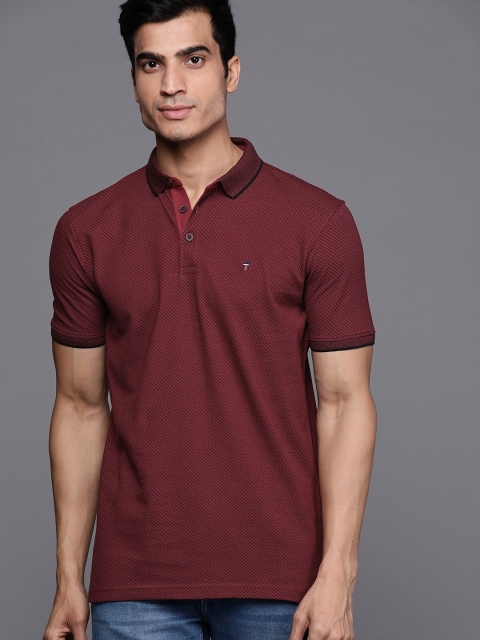 

Louis Philippe Sport Men Maroon & Black Printed Polo Collar T-shirt
