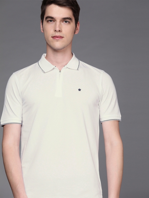 

Louis Philippe Men White Solid Polo Collar T-shirt