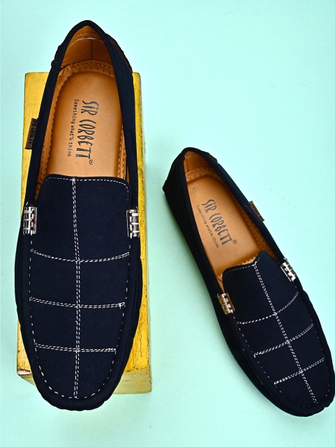 

Sir Corbett Men Navy Blue Suede Driving Shoes