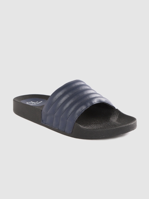 

Carlton London Men Navy Blue Solid Quilted Sliders