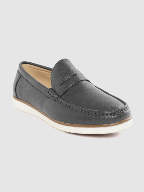 

Carlton London Men Charcoal Grey Solid Penny Loafers