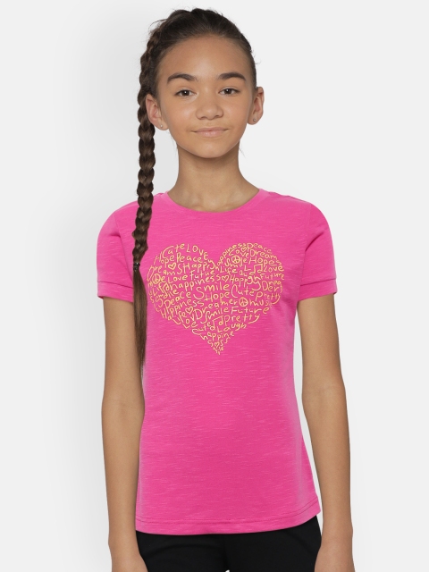 

Gini and Jony Girls Pink Printed Round Neck T-shirt