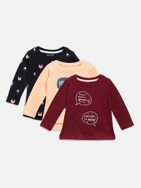 

Gini and Jony Girls Pack of 3 Printed Round Neck T-Shirts, Navy blue