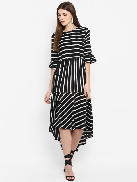 

TRENDY DIVVA Women Black Striped Maxi Dress