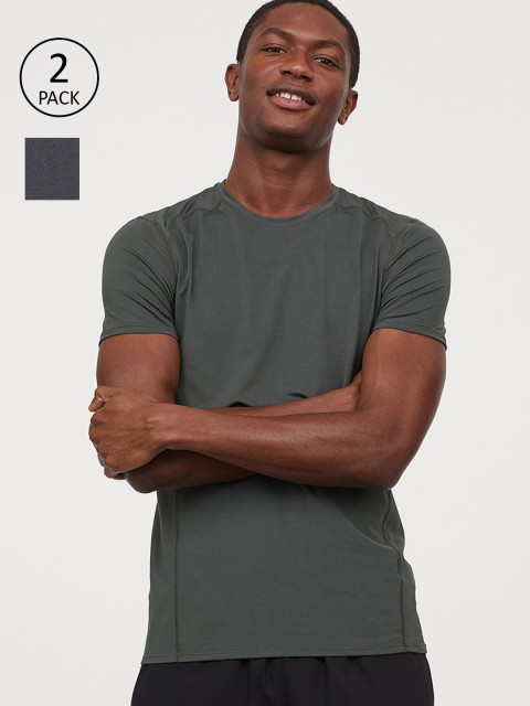 

H&M Men Green & Grey 2-Pack Sports Tops