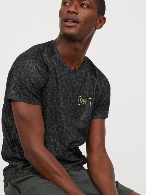 

H&M Men Olive Green Running Top Regular Fit
