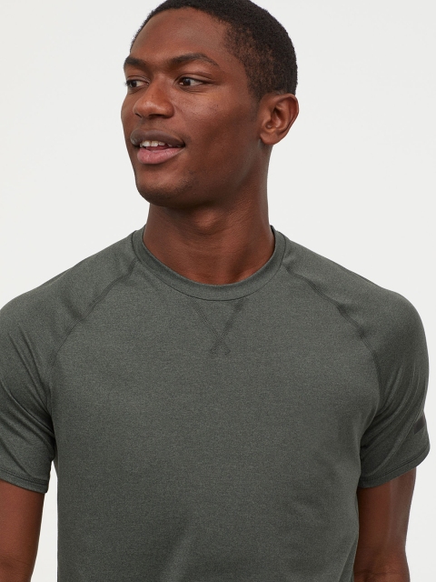 

H&M Men Olive Green Short-Sleeved Sports Top