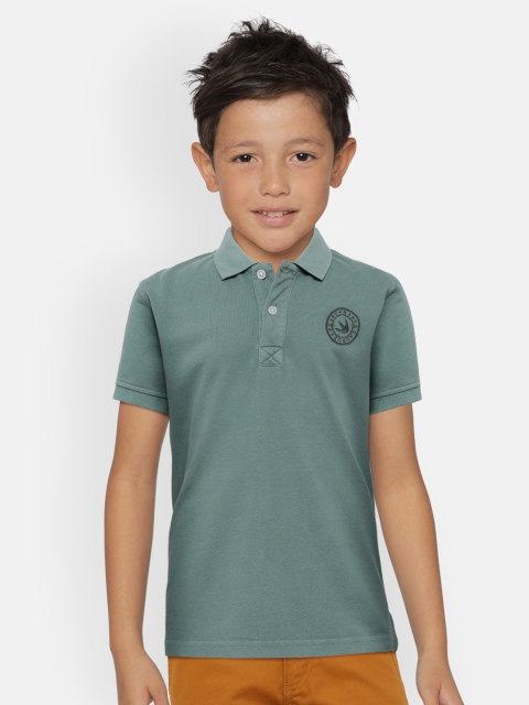 

Gini and Jony Boys Green Solid Polo Collar Pure Cotton T-shirt