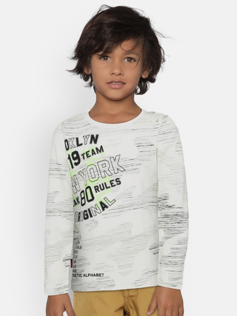

Gini and Jony Boys Off-White Printed Round Neck Pure Cotton T-shirt