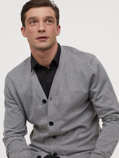 

H&M Men Grey Pima cotton cardigan