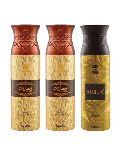 

Ajmal Unisex Set Of 3 Deodorants 200ml each, Gold