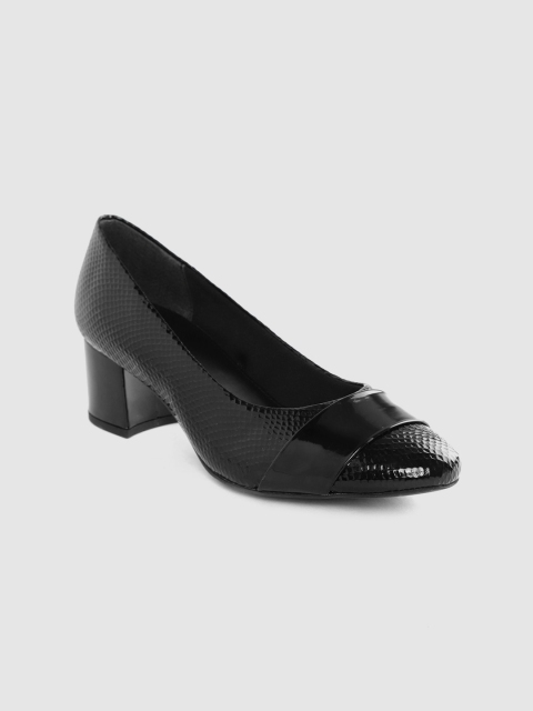 

Carlton London Women Black Snakeskin Textured Pumps