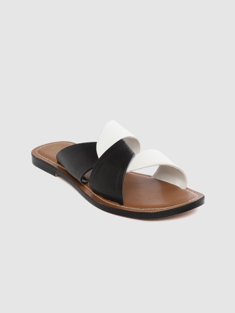 

Carlton London Women Black & White Colourblocked Open Toe Flats