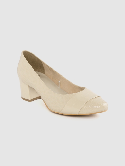 

Carlton London Women Cream-Coloured Snakeskin Textured Pumps