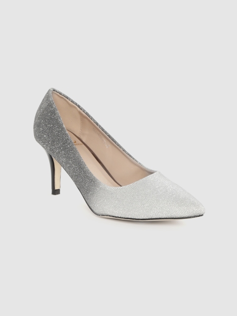 

Carlton London Women Grey & Silver-Toned Gradient Effect Shimmer Pumps