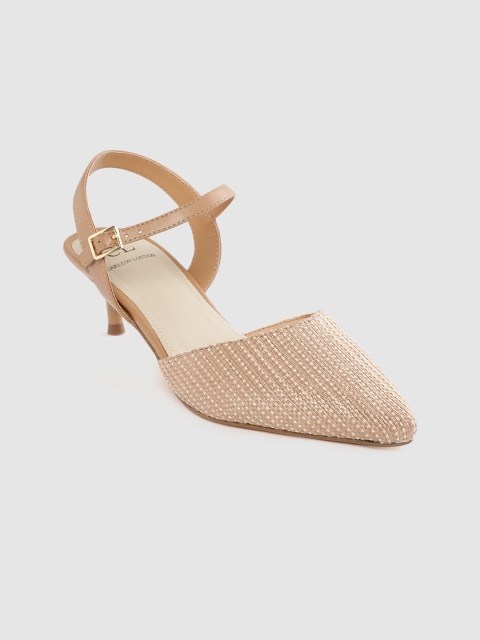 

Carlton London Women Beige Woven Design Pumps