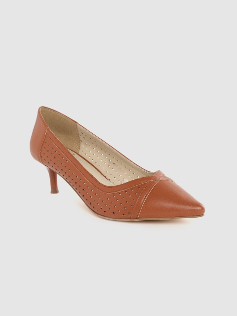 

Carlton London Women Tan Brown Cut-Out Pumps
