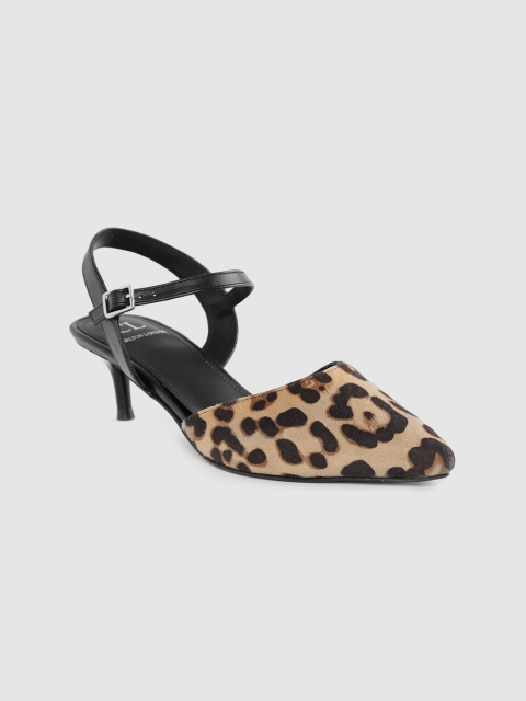 

Carlton London Women Black and Camel Brown Leopard Print Slim Heels