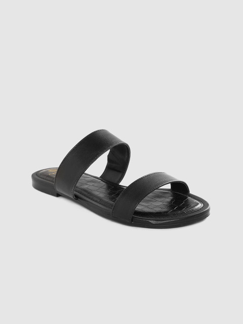 

Carlton London Women Black Solid Open Toe Flats