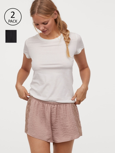 

H&M Women 2-Pack Satin Lounge Shorts, Pink