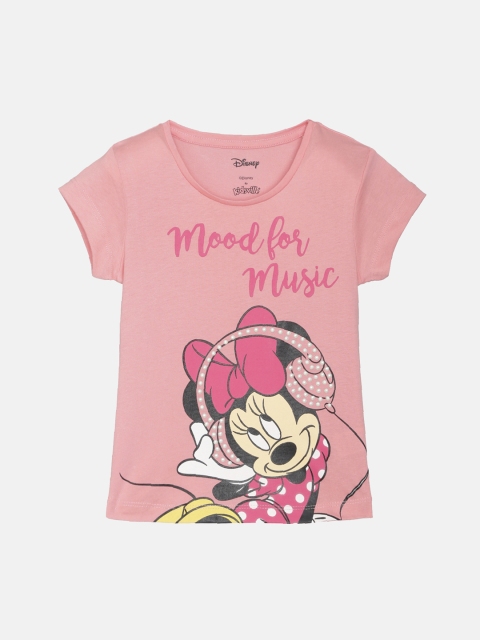 

Kids Ville Mickey & Friends featured Peach-Colored T-shirt for Girls, Pink