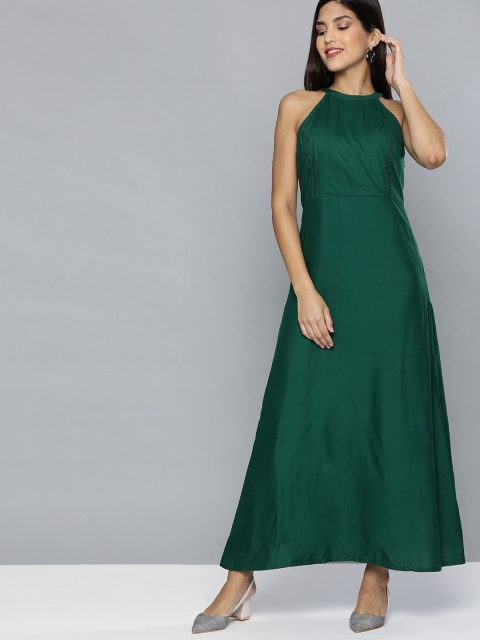

HERE&NOW Women Green Solid A-Line Dress