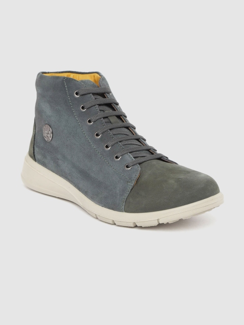 

Woodland Men Charcoal Grey & Green Colourblocked Mid-Top Sneakers