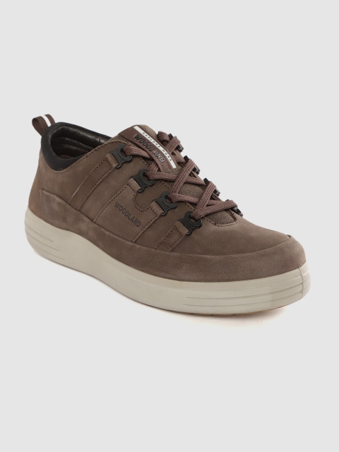 

Woodland Men Brown Leather Solid Sneakers