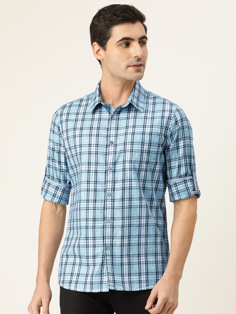 

Lee Cooper Men Blue & Black Regular Fit Checked Casual Shirt