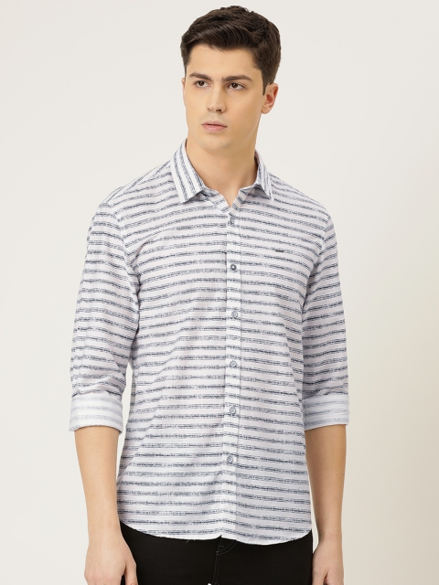 

Lee Cooper Men White & Black Regular Fit Striped Casual Shirt