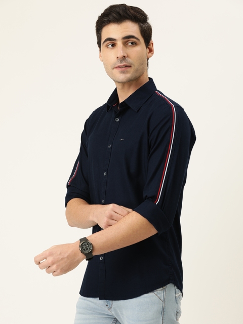 

Lee Cooper Men Navy Blue Regular Fit Solid Casual Shirt with Side Tape Detail