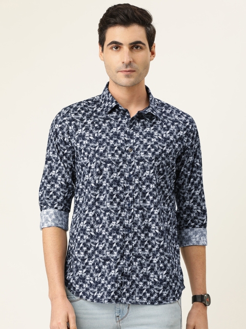 

Lee Cooper Men Navy Blue & White Regular Fit Printed Casual Shirt
