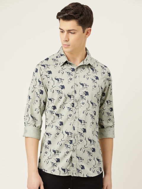 

Lee Cooper Men Beige & Navy Blue Regular Fit Printed Casual Shirt