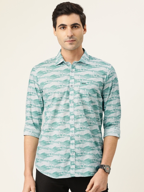 

Lee Cooper Men Sea Green & White Regular Fit Printed Casual Shirt