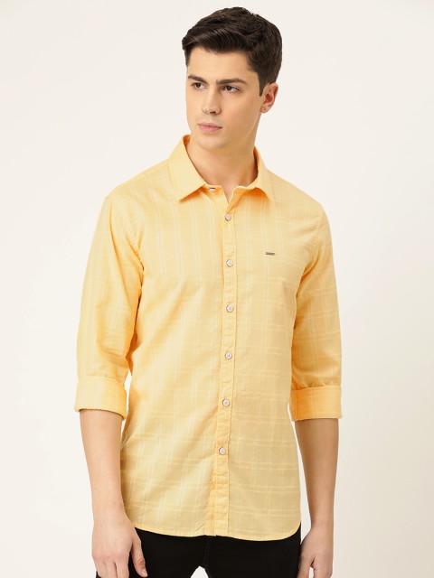 

Lee Cooper Men Yellow Regular Fit Self-Checked Casual Shirt