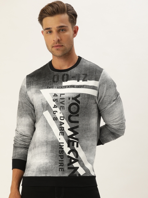 

YWC Men Charcoal Grey Printed Sweatshirt