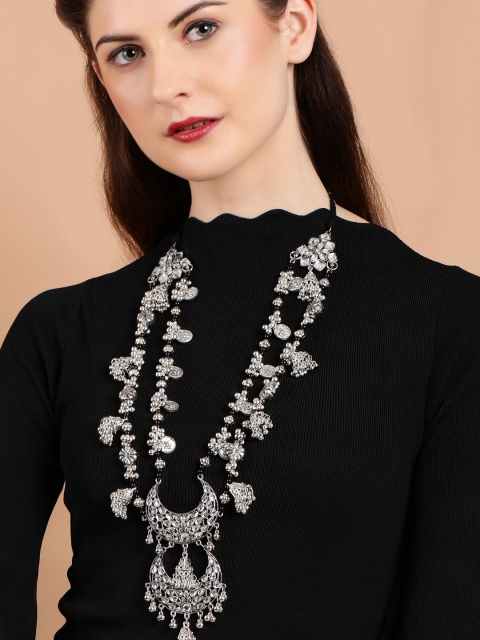 

Rubans Silver Plated Oxidised Multi Layer Necklace