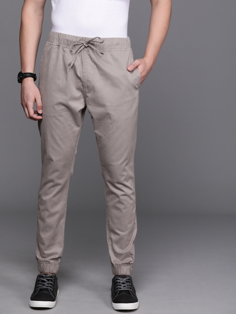 

WROGN Men Grey Slim Fit Solid Joggers