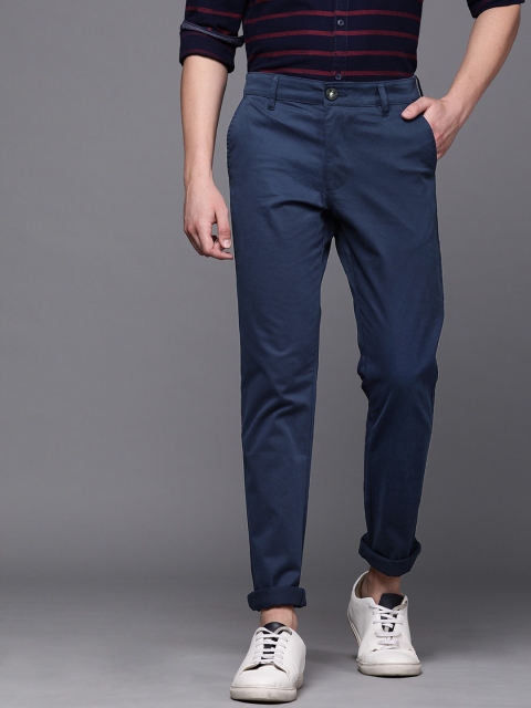 Men Blue Slim Fit Solid Chinos