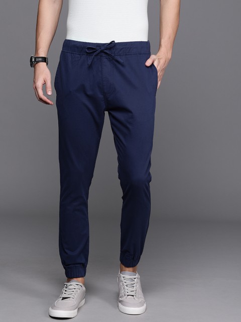 

WROGN Men Navy Blue Slim Fit Solid Joggers