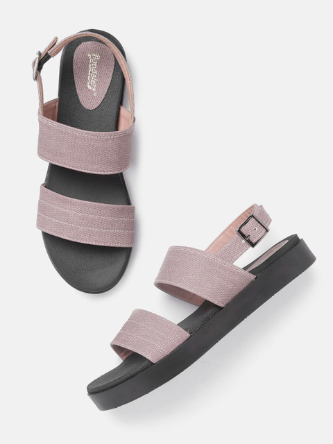 

Roadster Women Mauve Textured Open Toe Flats