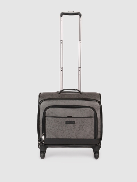

BagsRUs Unisex Grey Leatherette Overnighter Laptop Carry-On Cabin Trolley Bag