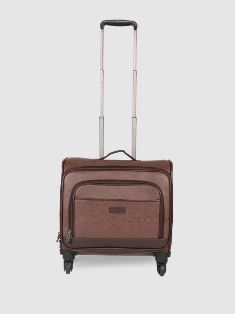 

BagsRUs Unisex Brown Leatherette Overnighter Laptop Carry-On Cabin Trolley Bag