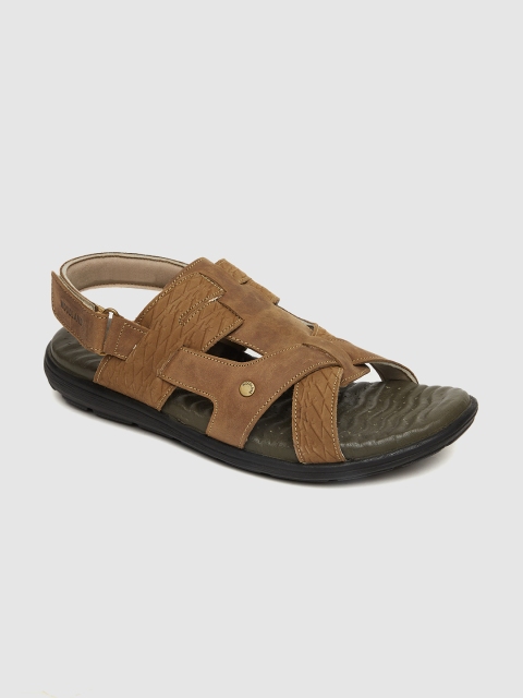 

Woodland Men Brown Leather Textured Comfort Sandals