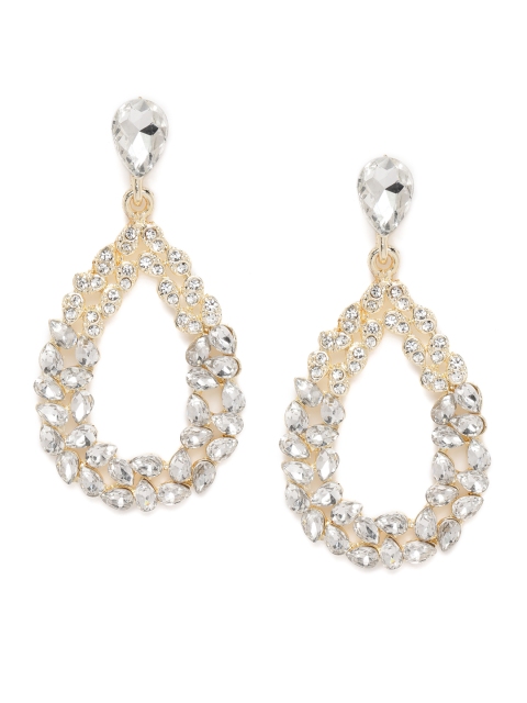 

Spargz Gold-Toned Teardrop Shaped Drop Earrings