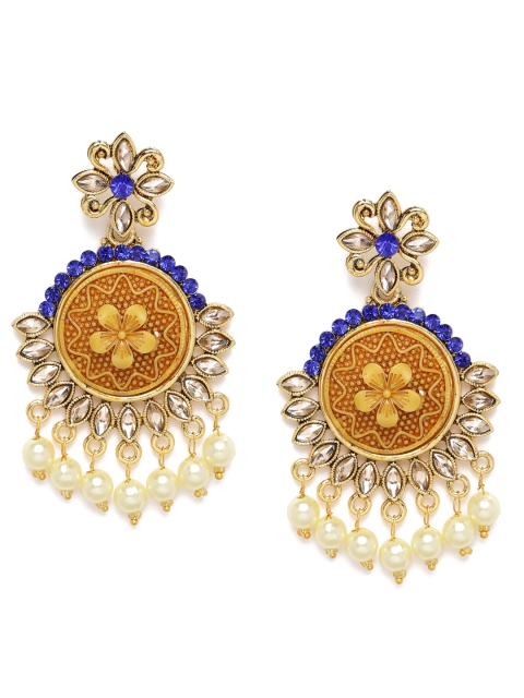 

Spargz Gold-Toned & Blue Circular Drop Earrings