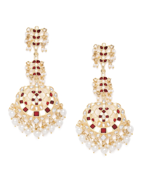 

Spargz Gold-Toned & Red Enamelled Chandbalis